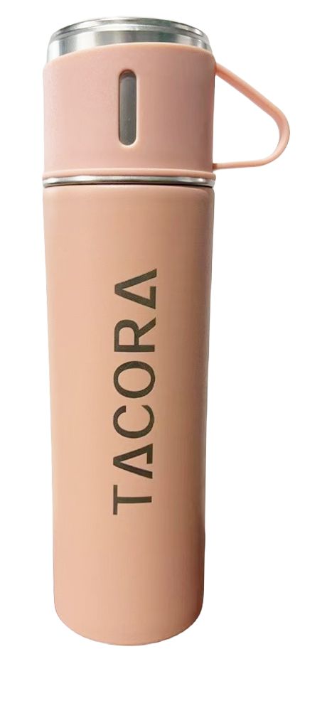 TERMO CON TAZA 500 ML COLOR ROSA PALO