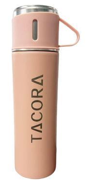 TERMO CON TAZA 500 ML COLOR ROSA PALO