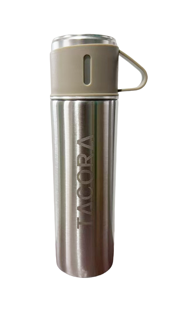 TERMO CON TAZA 500 ML COLOR PLATA