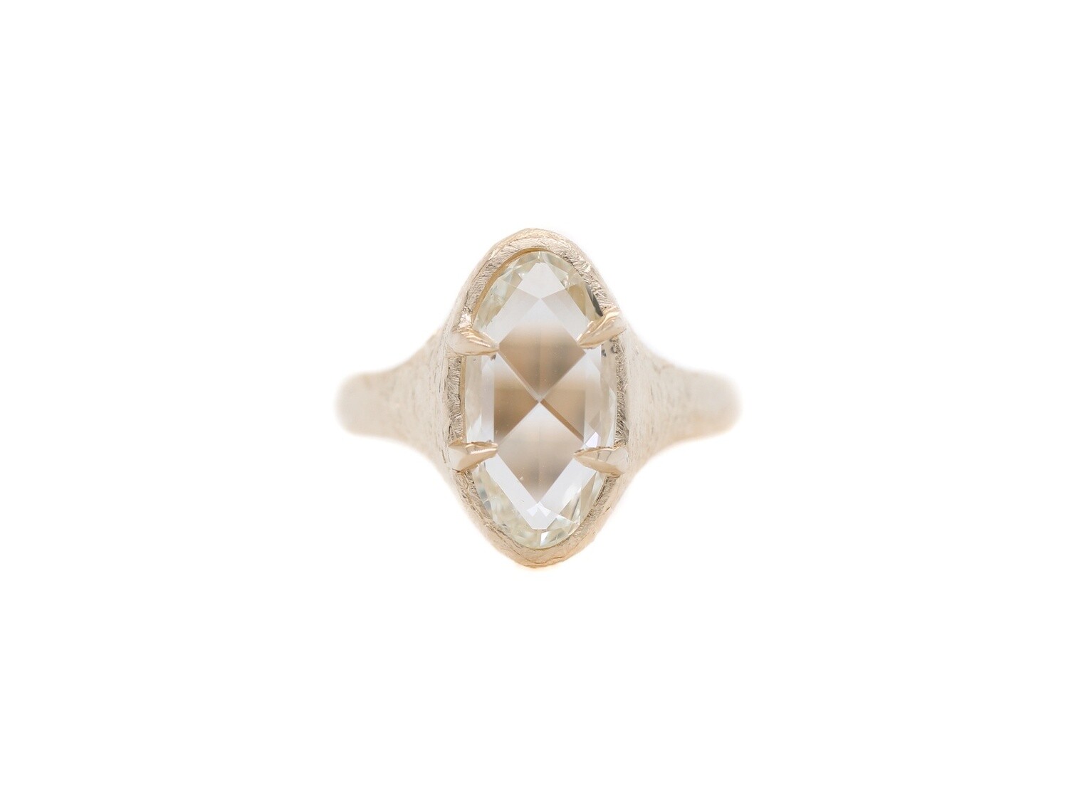 2.12ct Moval Rose Cut Diamond Ring