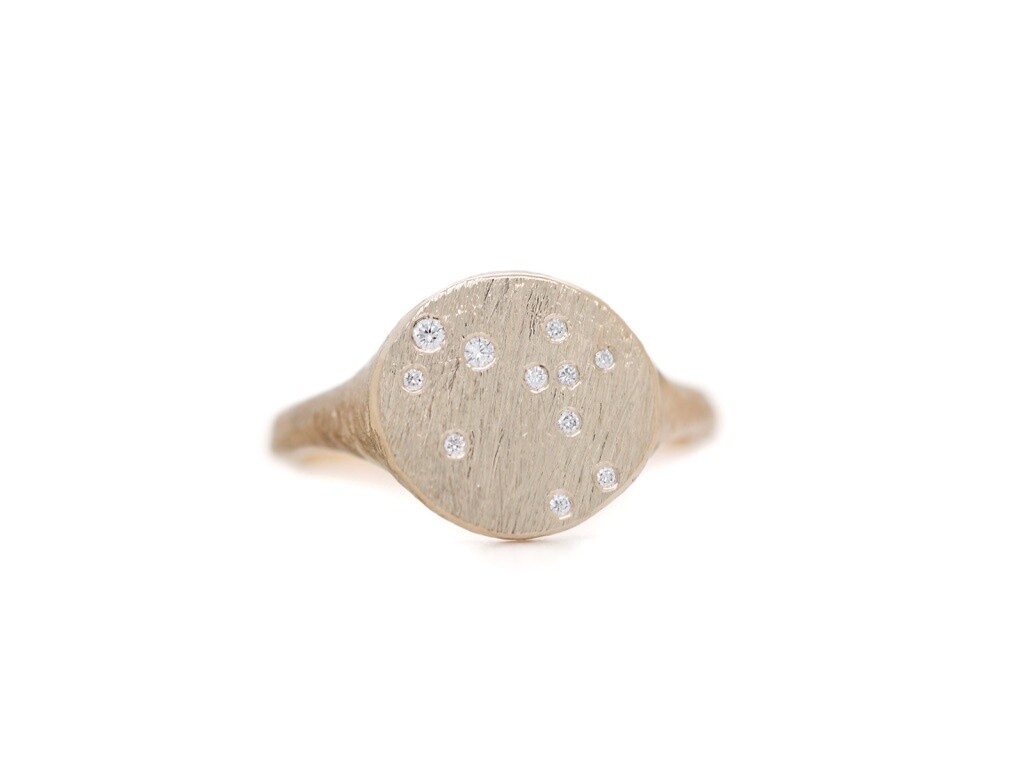 Round Diamond Signet Ring