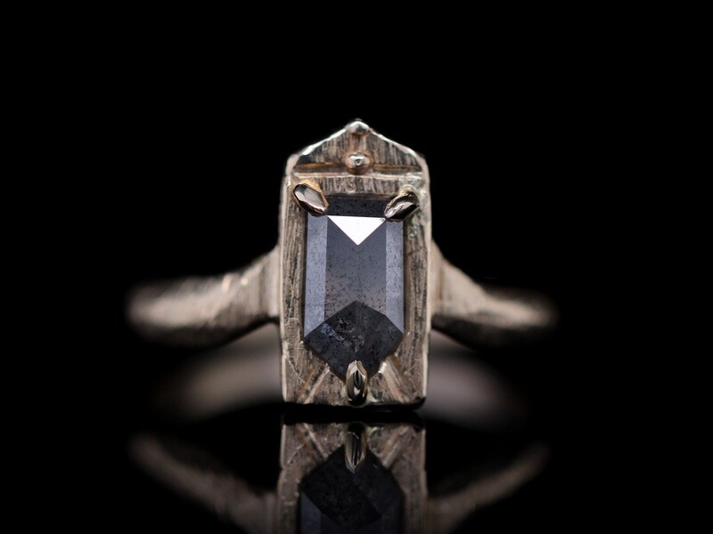 1.17 Carat Shield Rose Cut Diamond Ring
