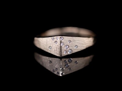 Angled Diamond Signet Ring