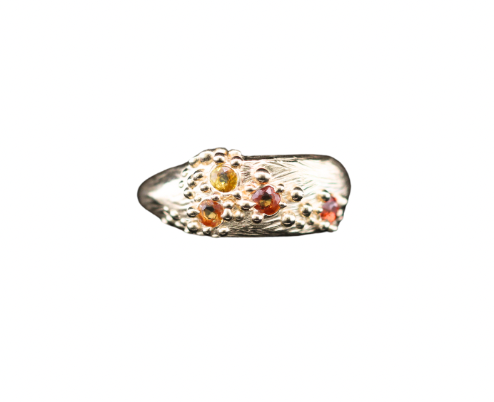 Orange Ombré Sapphire Constellation Ring