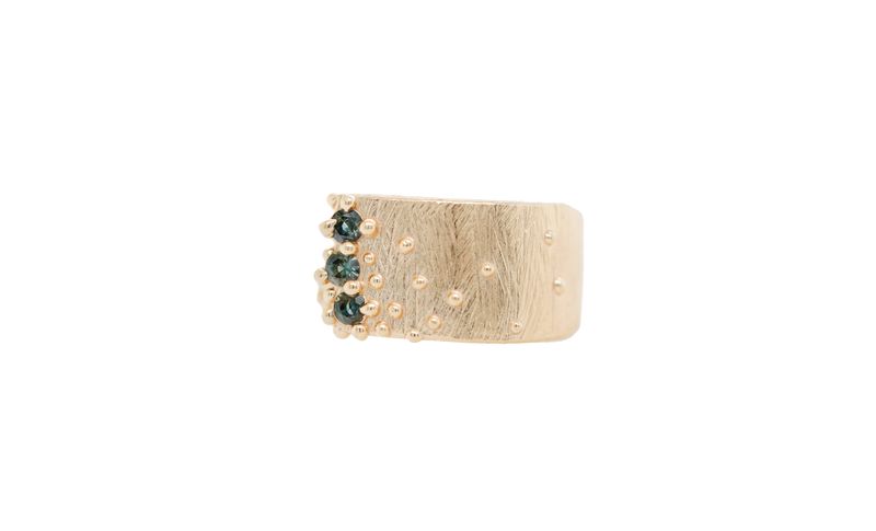 Teal Sapphire Constellation Signet Ring