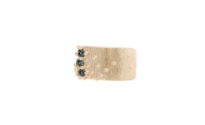 Teal Sapphire Constellation Signet Ring