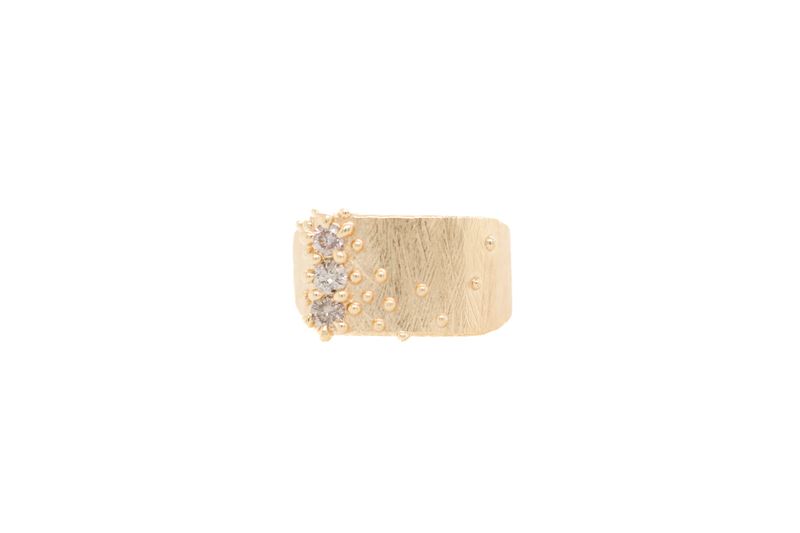 Champagne Diamond Constellation Signet Ring