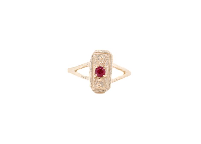 Ruby Mini Shield Ring