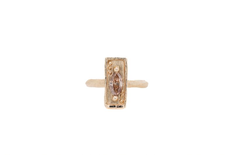 0.63 Carat Marquise Champagne Diamond Card Ring