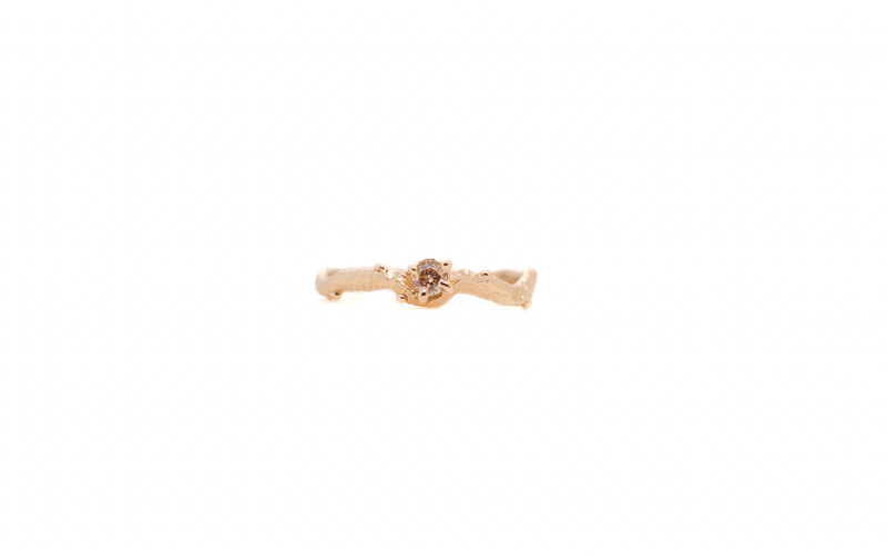 Champagne Diamond Branches Stacker Ring