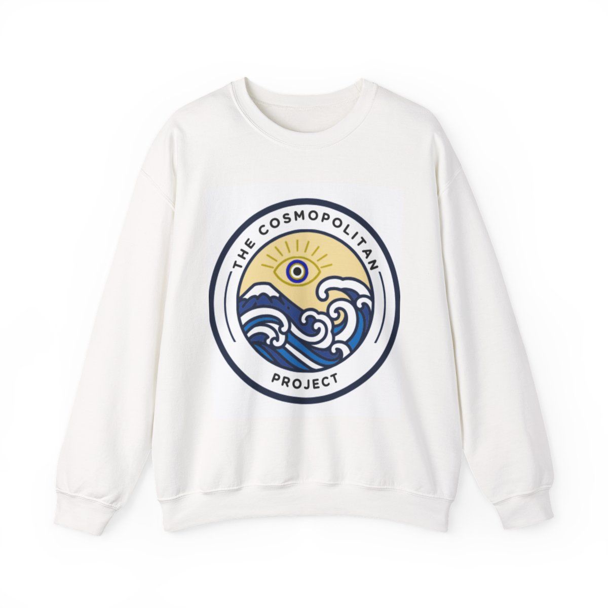 Cosmopolitan Waves Crewneck Sweatshirt, Colors: White, Sizes: S