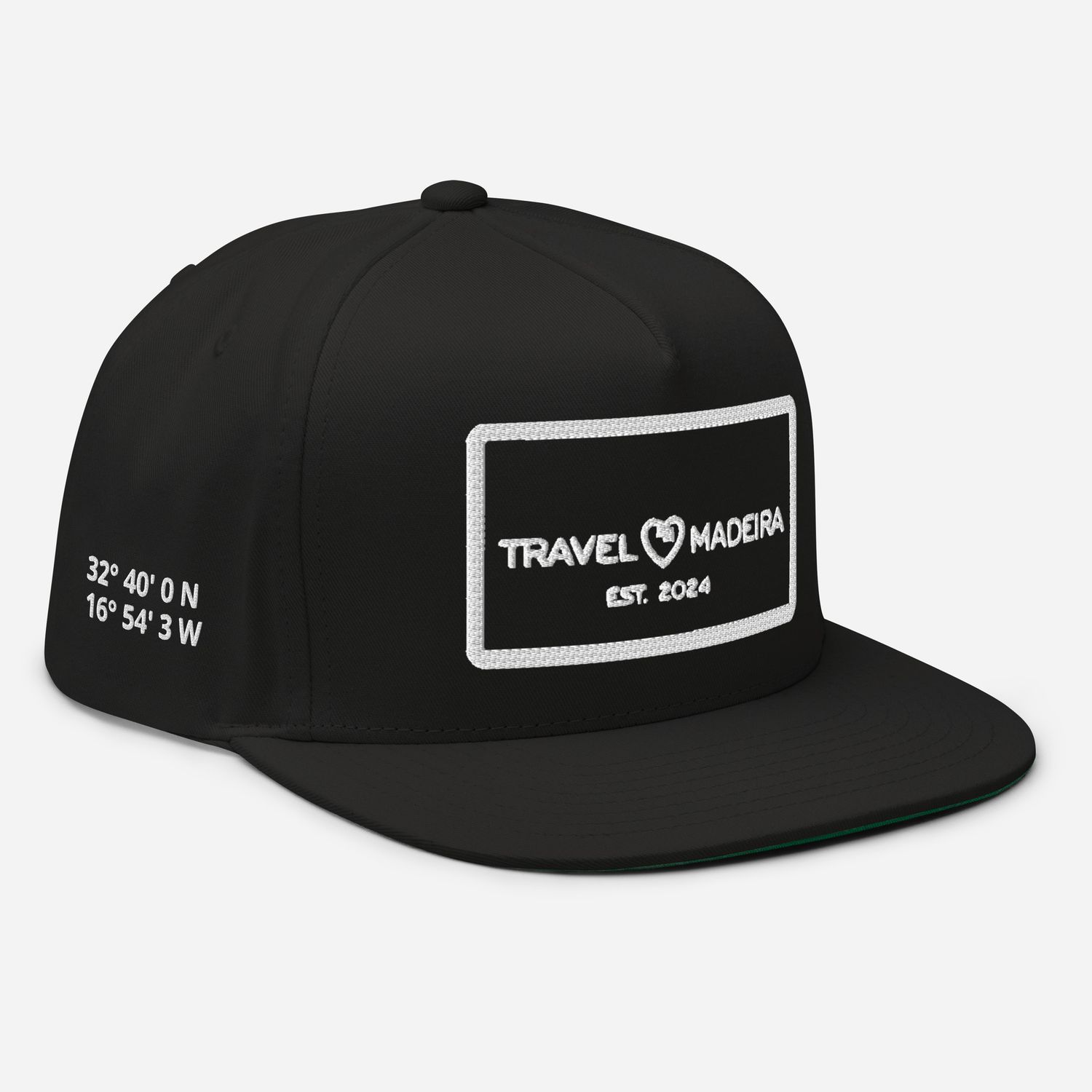 ♡Travel Madeira's Black Vintage Flat Bill Cap