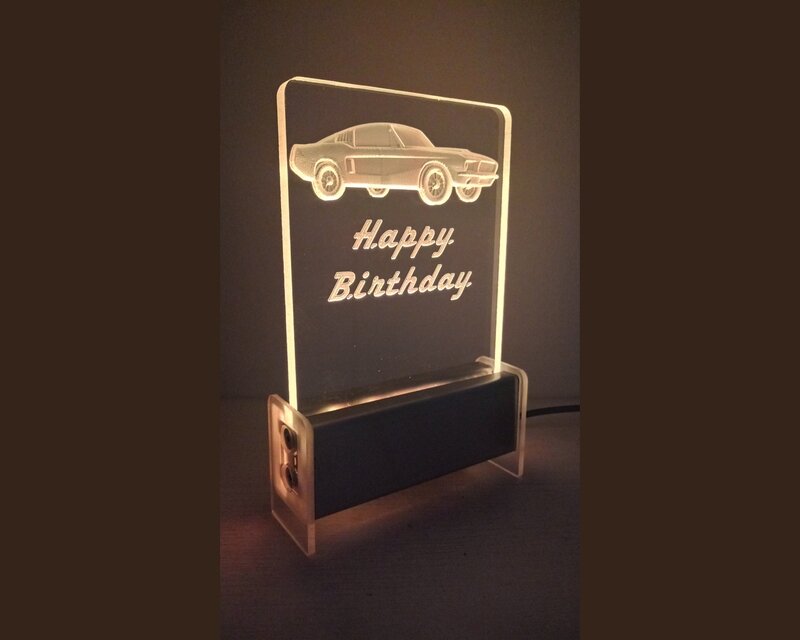 Happy Birthday Car Mustang QT 3D Light