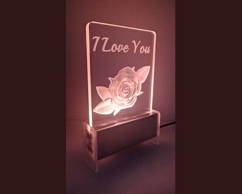 I Love You Rose QT 3D Light
