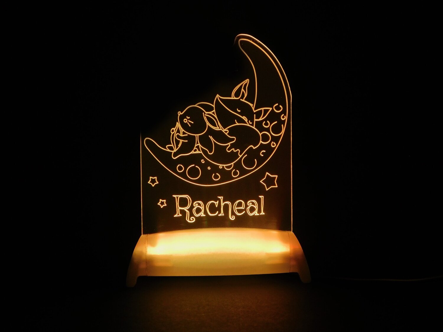 Fox and Rabbit on the Moon Night Light