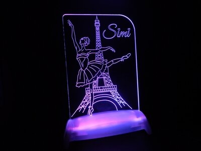 French Ballerina at the Eiffel Tower Night Light