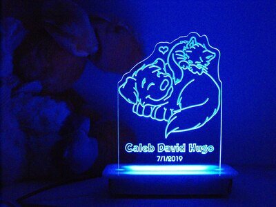 Snuggling Cat and Dog Night Light
