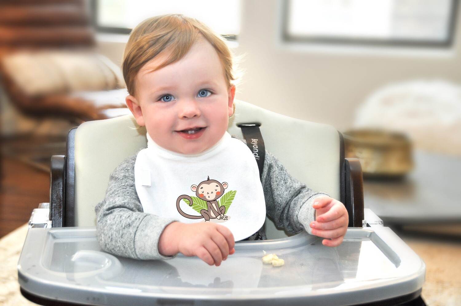 Cotton New Born Baby Bib with a colourful Monkey