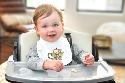 Cotton New Born Baby Bib with a colourful Monkey