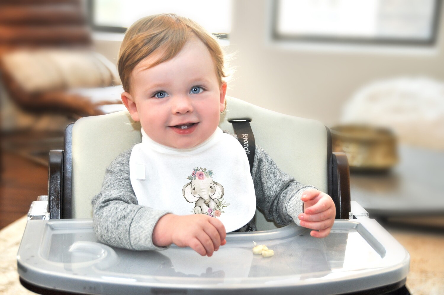 Cotton New Born Baby Bib with a water colour Elephant