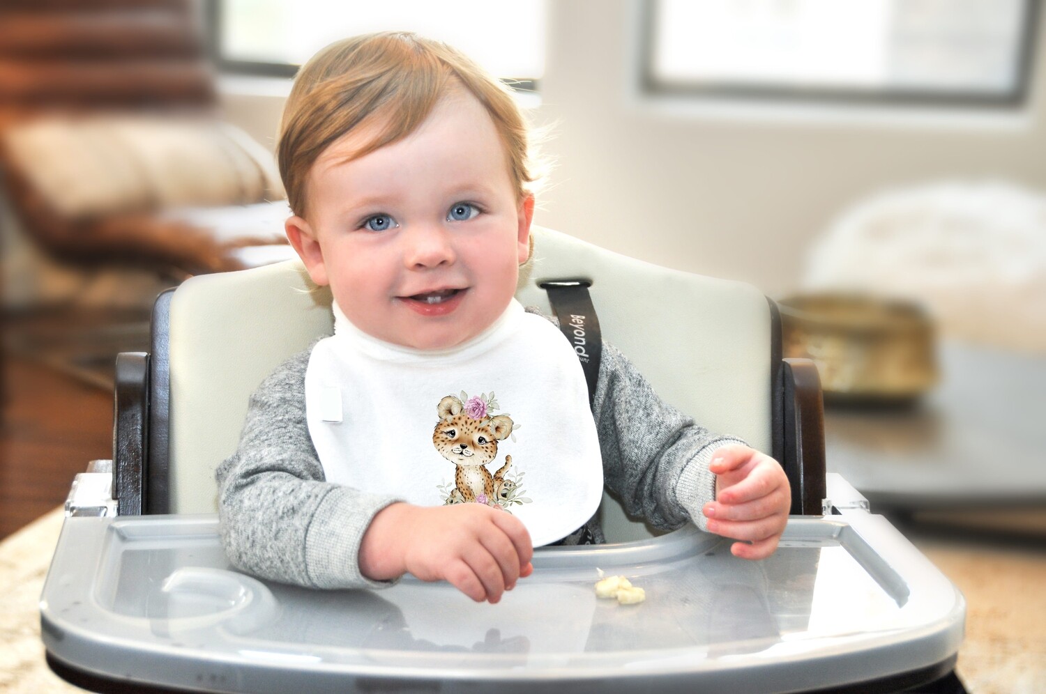 Cotton New Born Baby Bib with a water colour Leopard