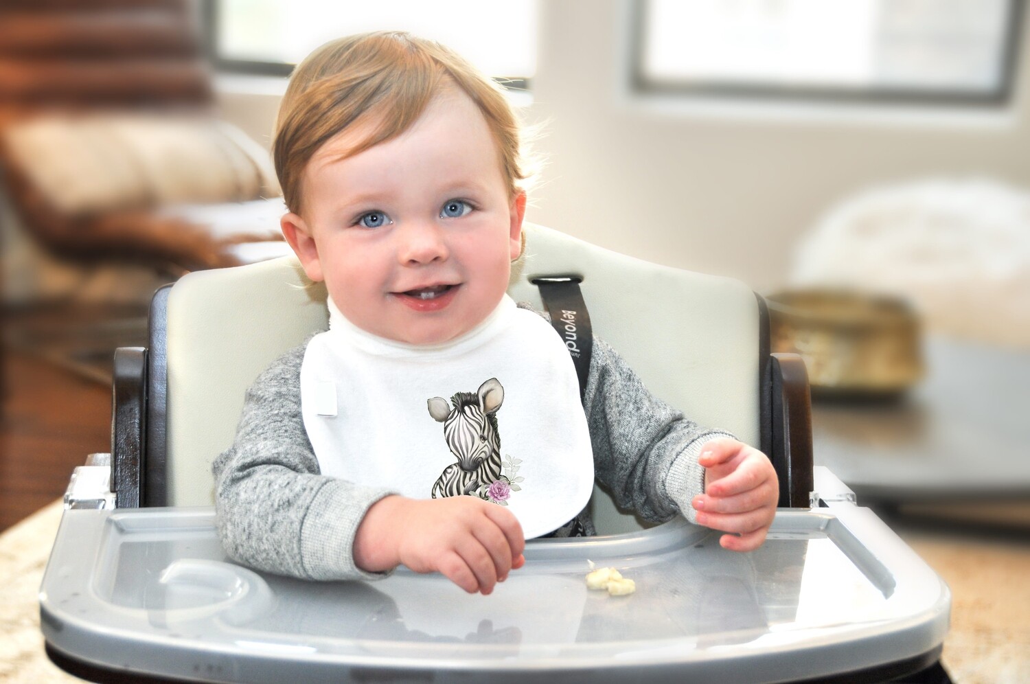 Cotton New Born Baby Bib with a water colour Zebra