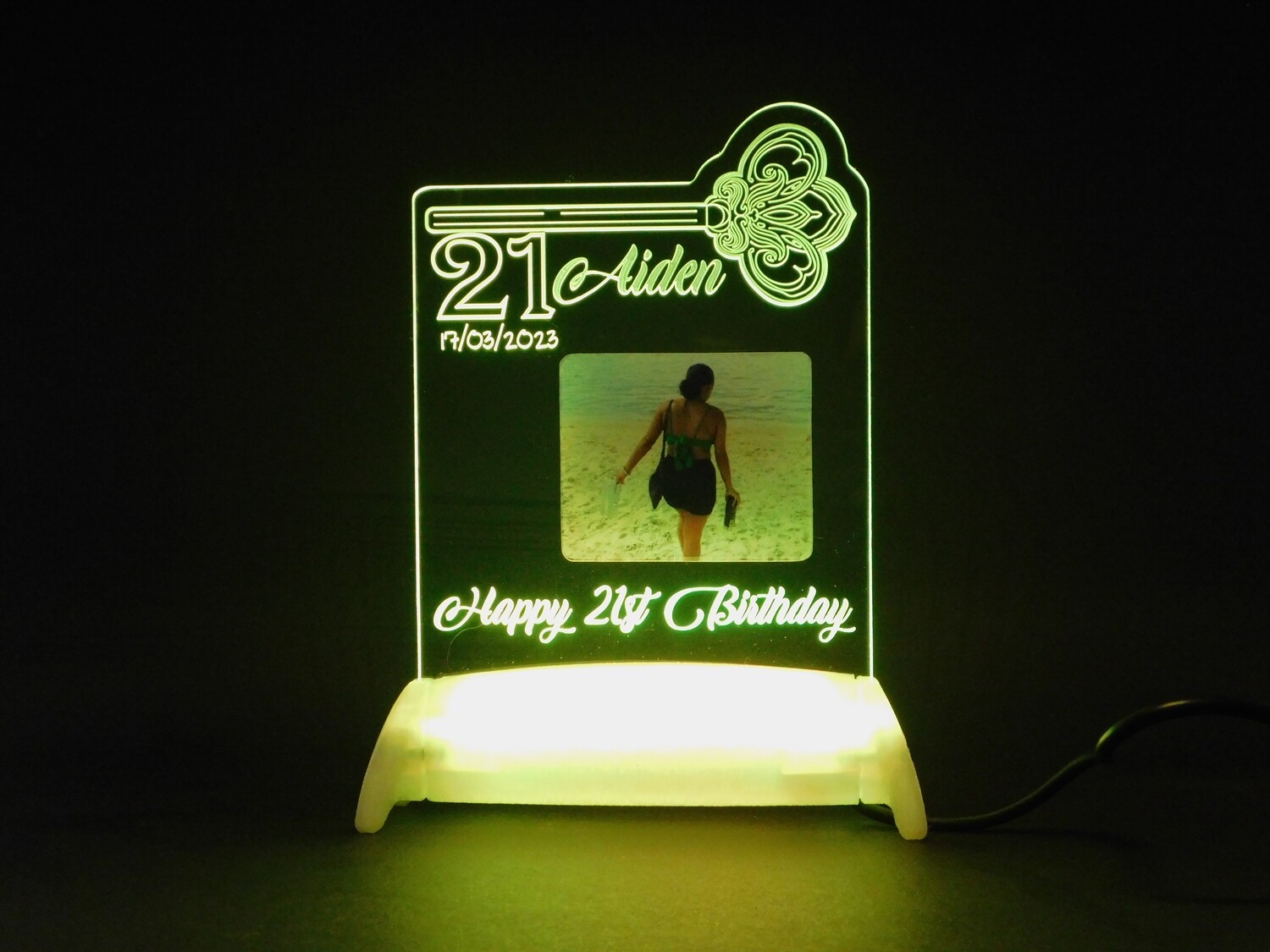 Full Colour 21st Key Birthday Night Light, Design Option: Option 1