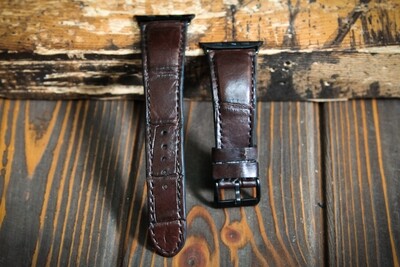 Коричневый кожаный ремешок для Apple Watch из кожи крокодила