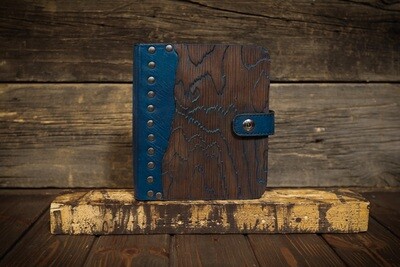 Лимитированный деревянный блокнот коричневый с синим