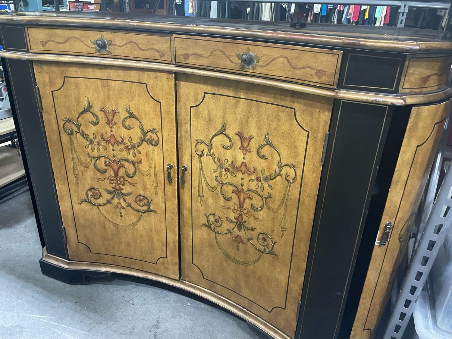 Brown And Black Floral Entertainment Center