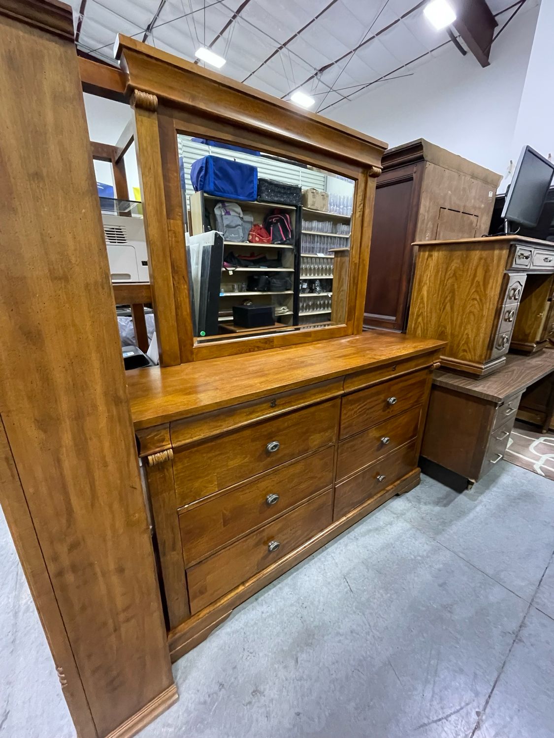 Wooden Dresser W/ Mirror