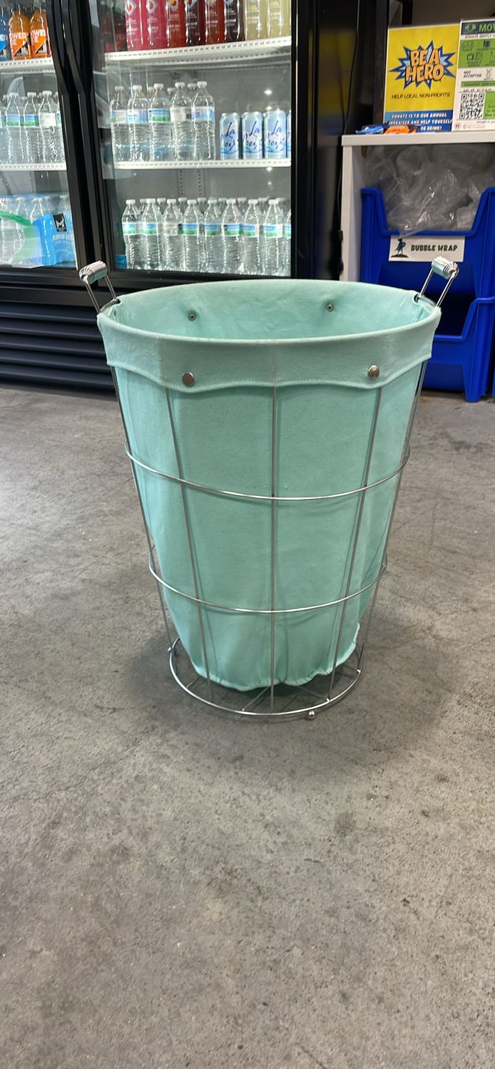 Teal Hamper W/ Wire Frame