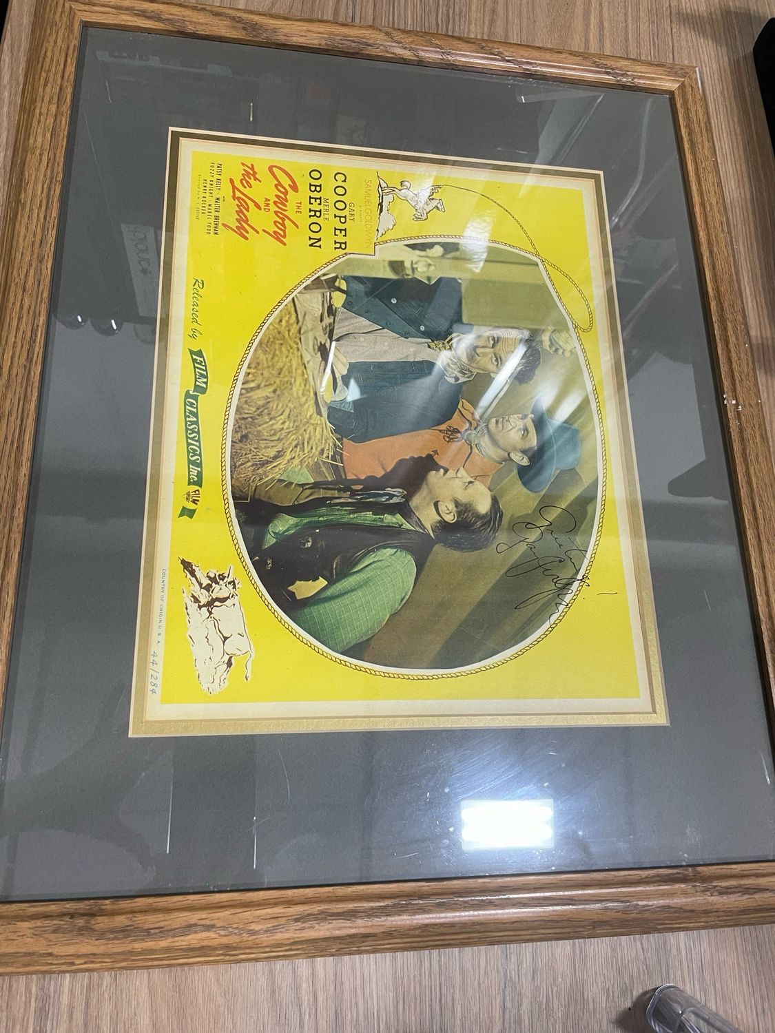 Framed Movie Poster- Signed “The Cowboy And The Lady”