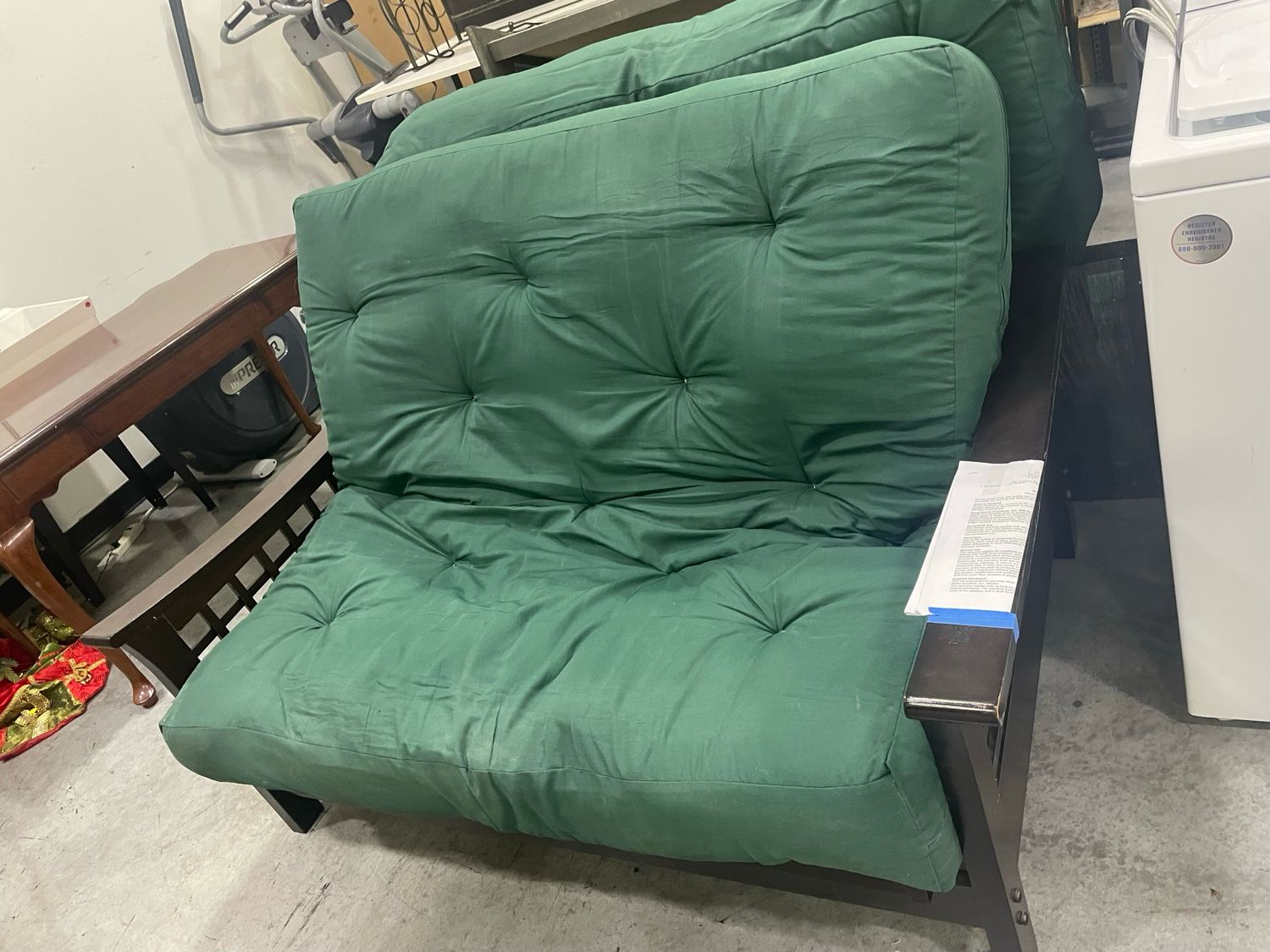 Brown and Green Futon