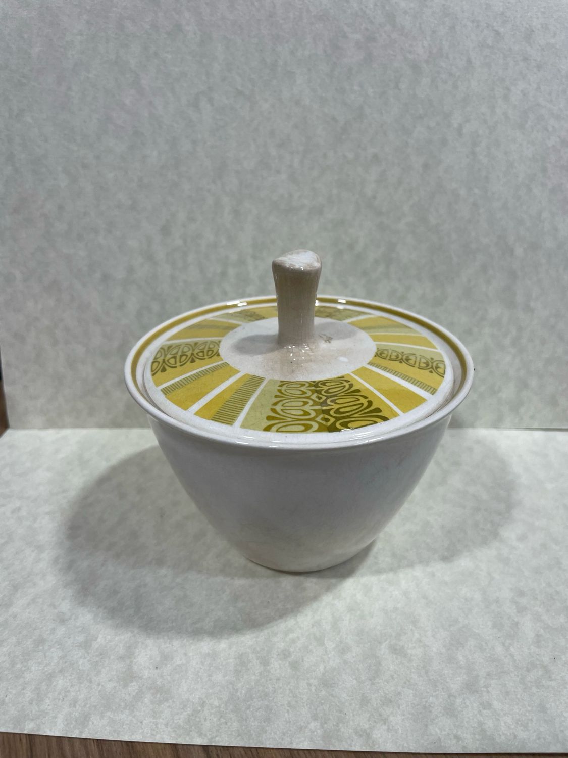 Vintage Green And White Sugar Container