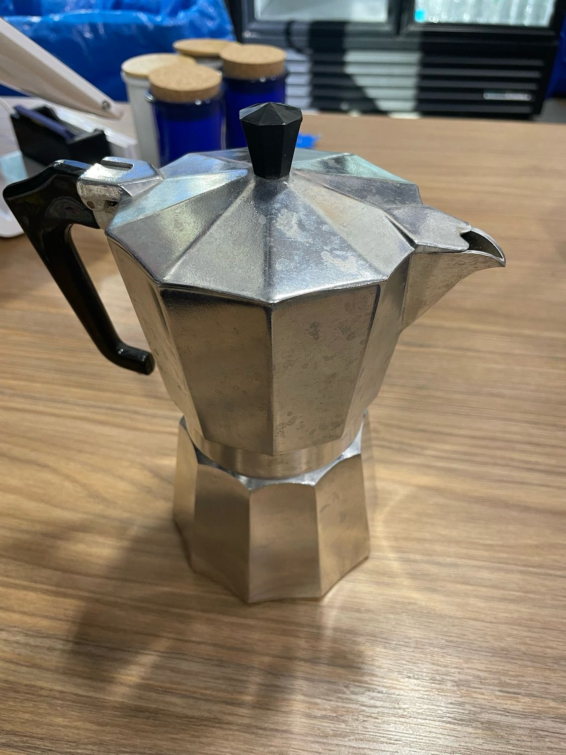 Silver espresso maker