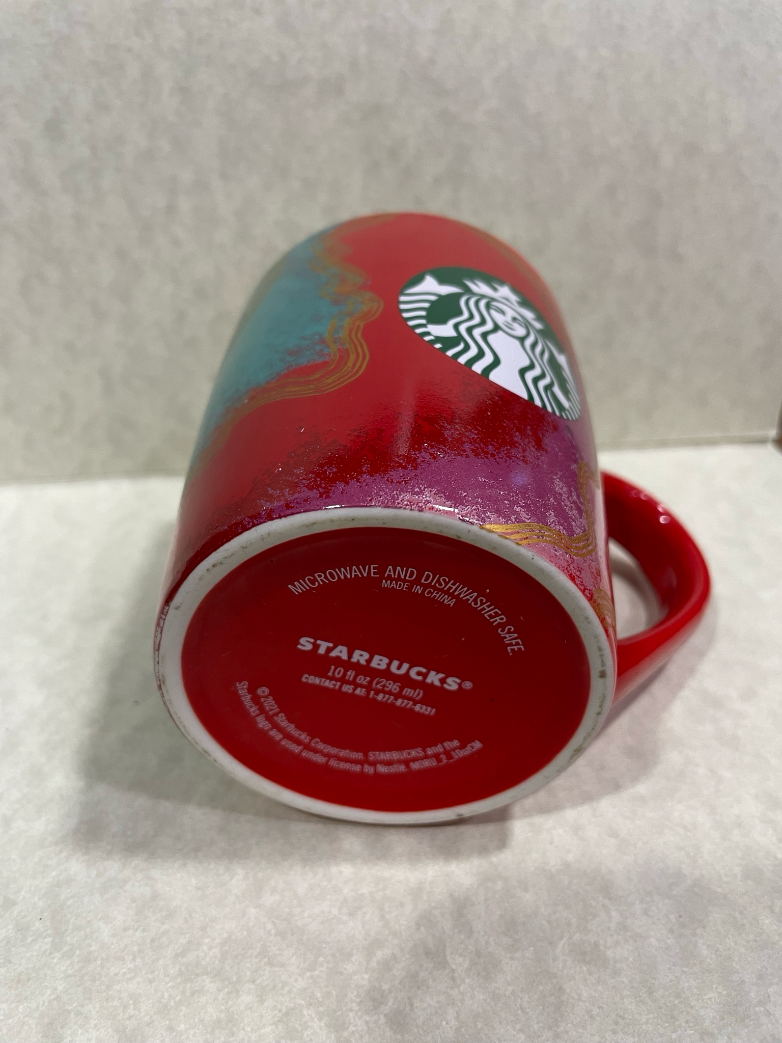 Starbucks Mug Red And Green Swirl