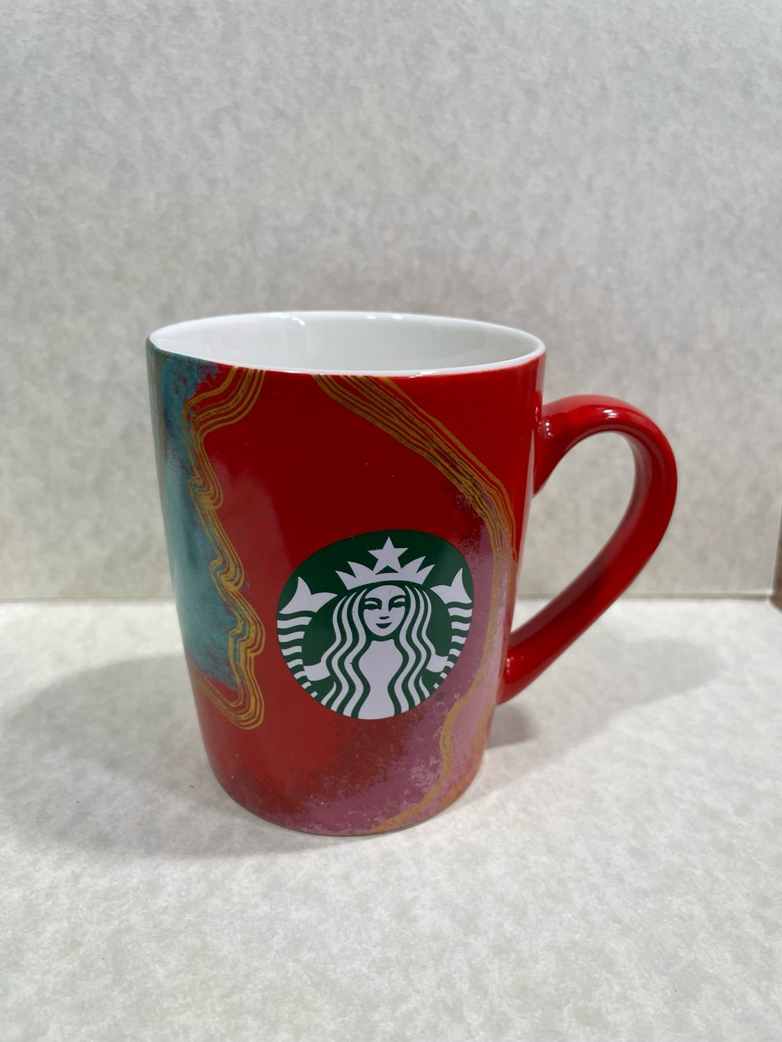 Starbucks Mug Red And Green Swirl