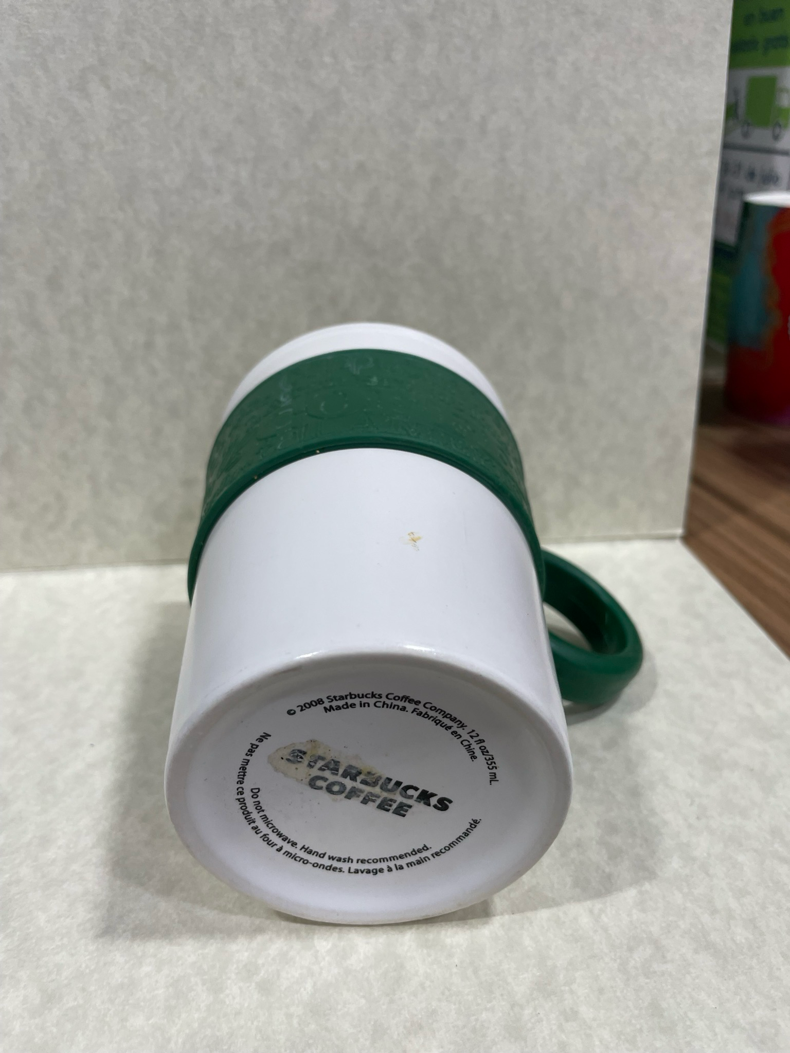 Starbucks Mug White With Green Rubber Handle