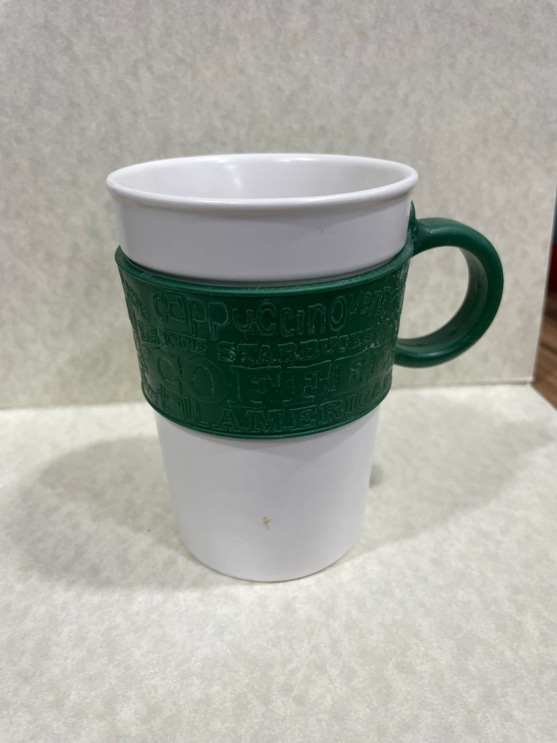 Starbucks Mug White With Green Rubber Handle