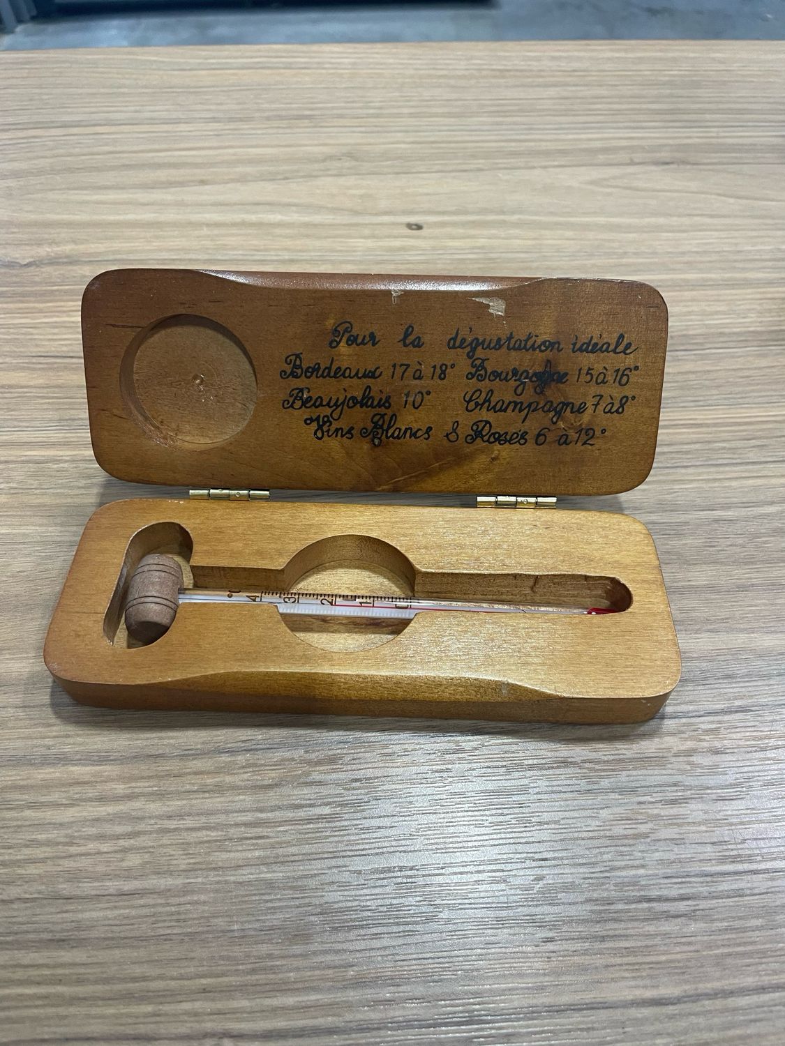 Vintage French Wine Thermometer in Box
