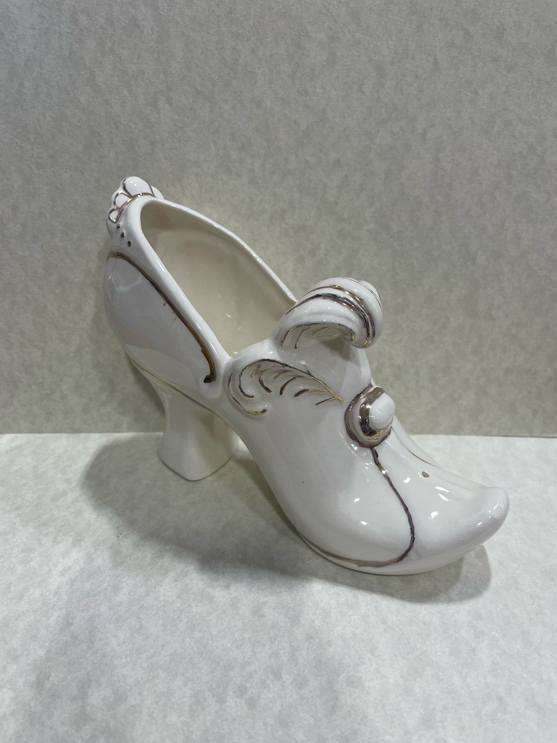 Vintage Porcelain Shoe With Gold Accents