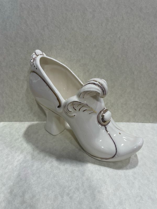 Vintage Porcelain Shoe With Gold Accents