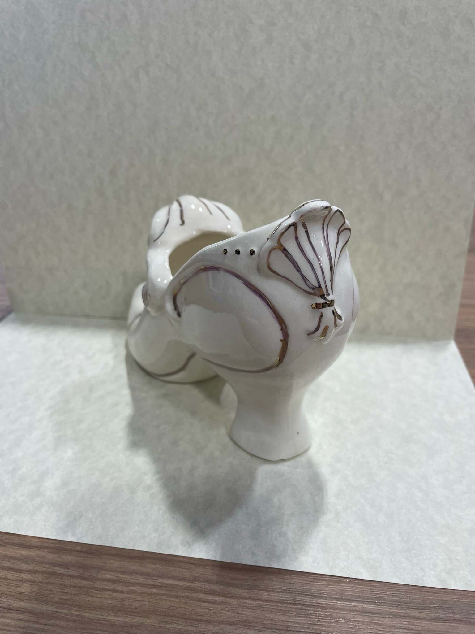 Vintage Porcelain Shoe With Gold Accents