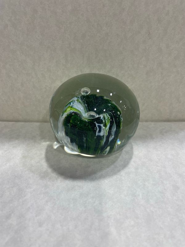 Green And White Glass Paperweight