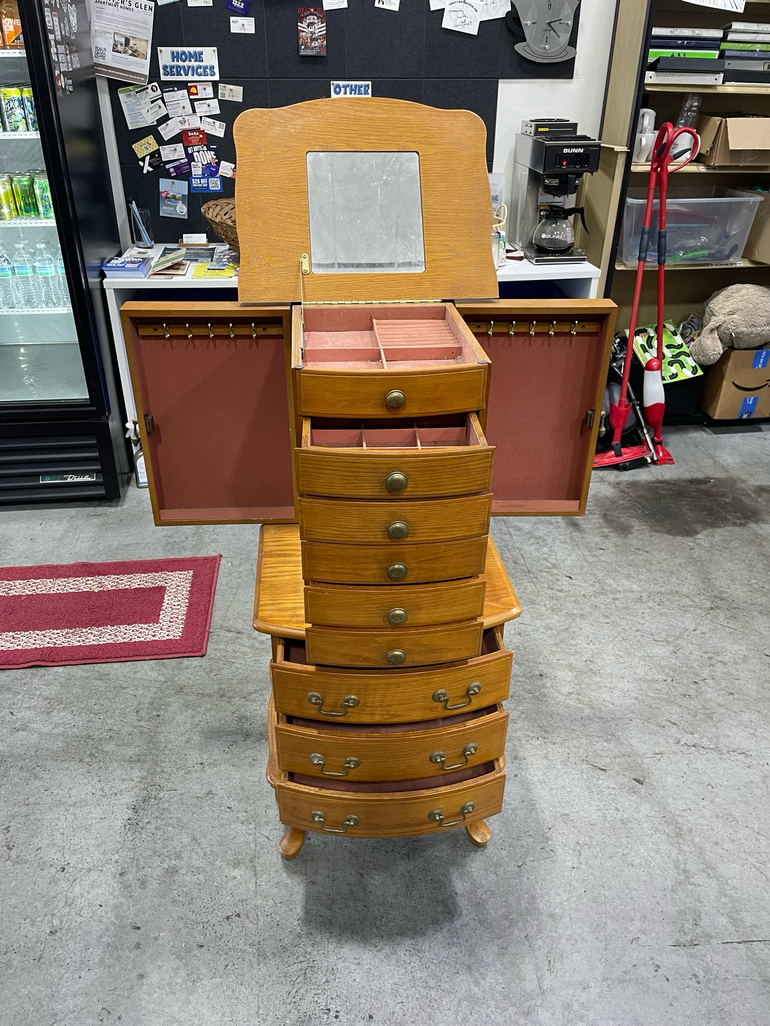 Wooden Standing Jewelry Armoire