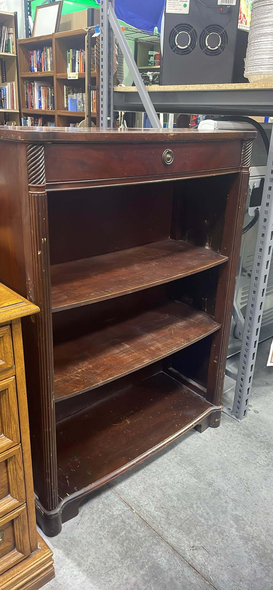 Small Mahogany Bookcase With Drawer