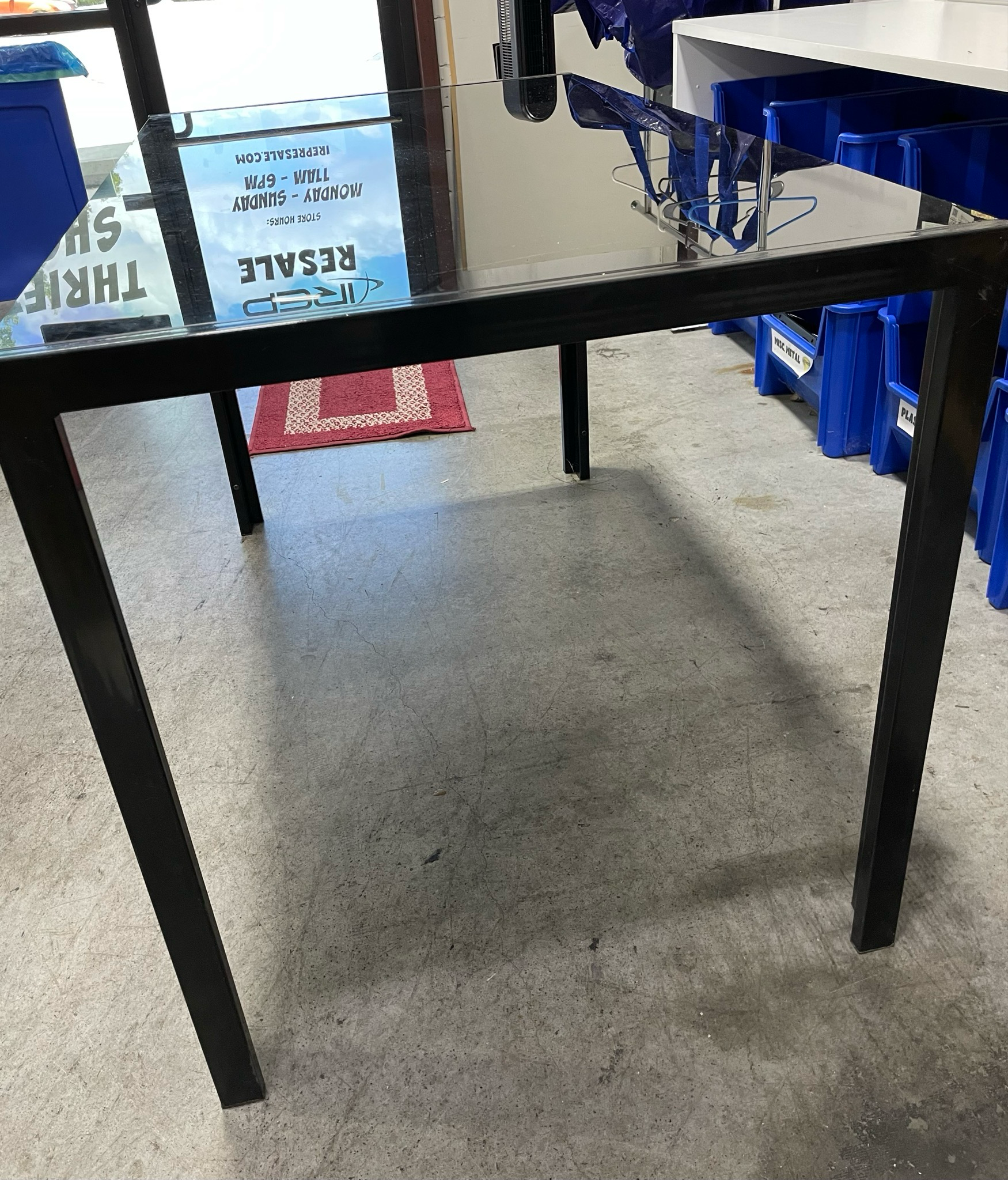 Black Metal and Glass Table