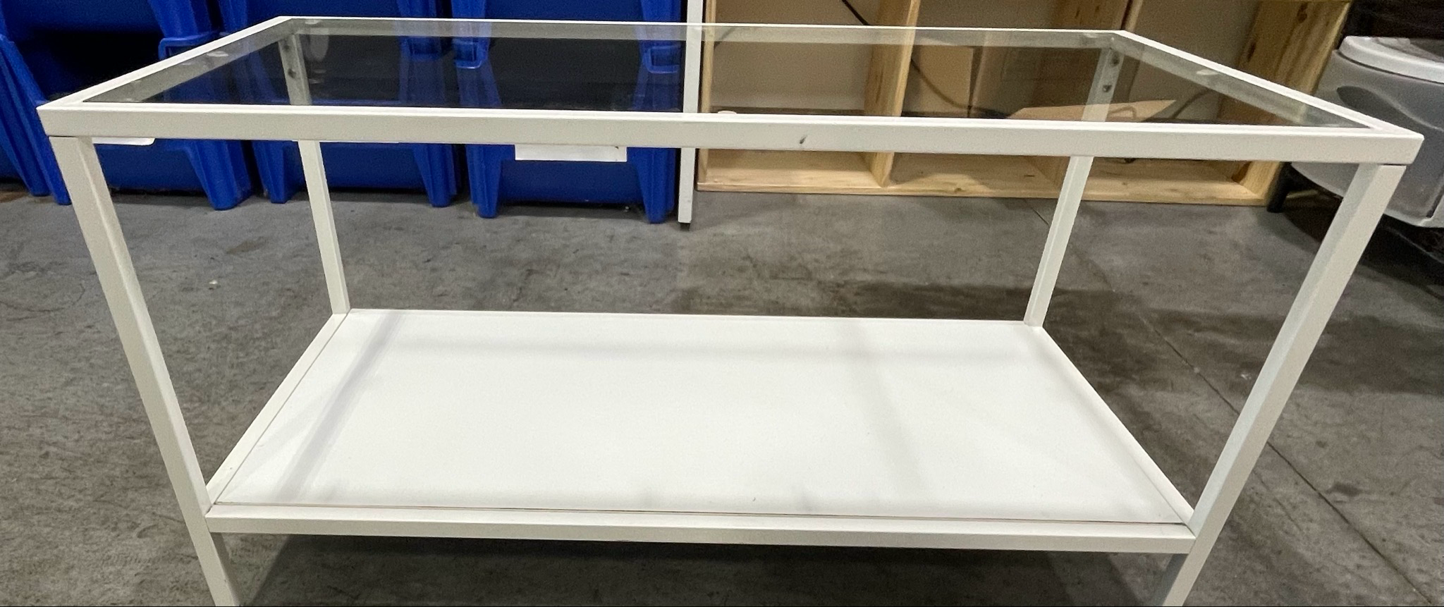 White Metal and Glass-top Table