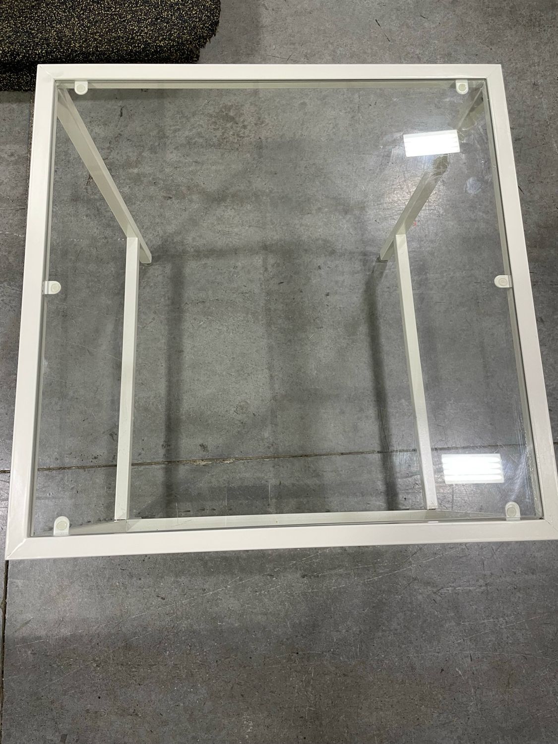Square White Metal Glass-top Table
